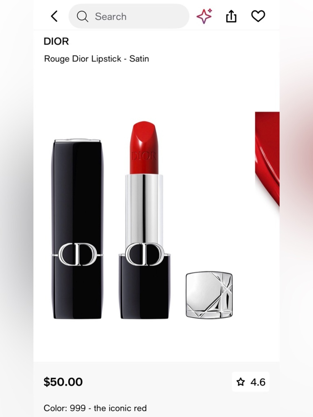 Dior Lipstick- NEW DIOR LIPSTICK color 999 The Iconic Red - Picture 8 of 8
